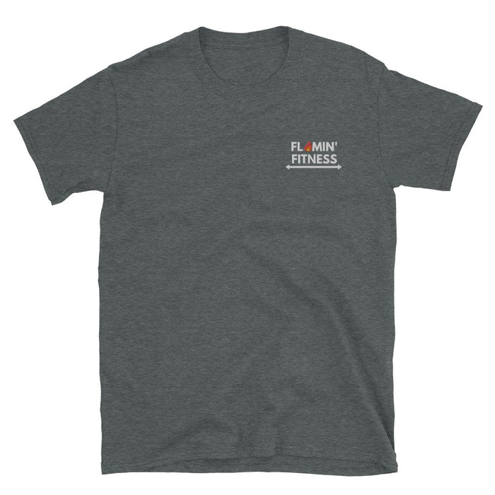 Dark Heather Embroidered Logo T-Shirt - Flamin' Fitness